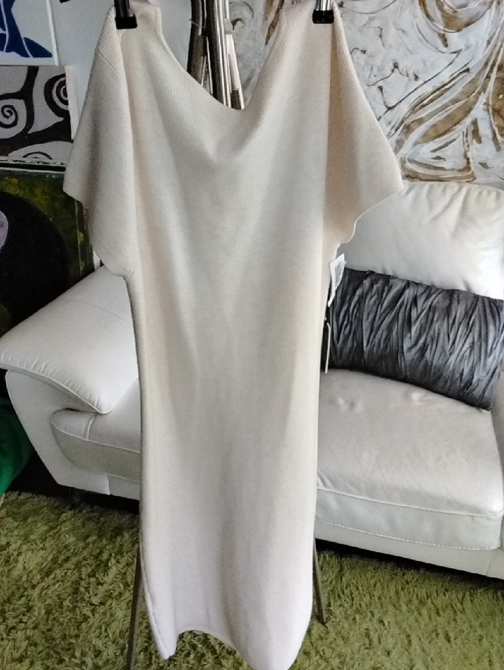 Aritzia Cream Midi Knit Dress